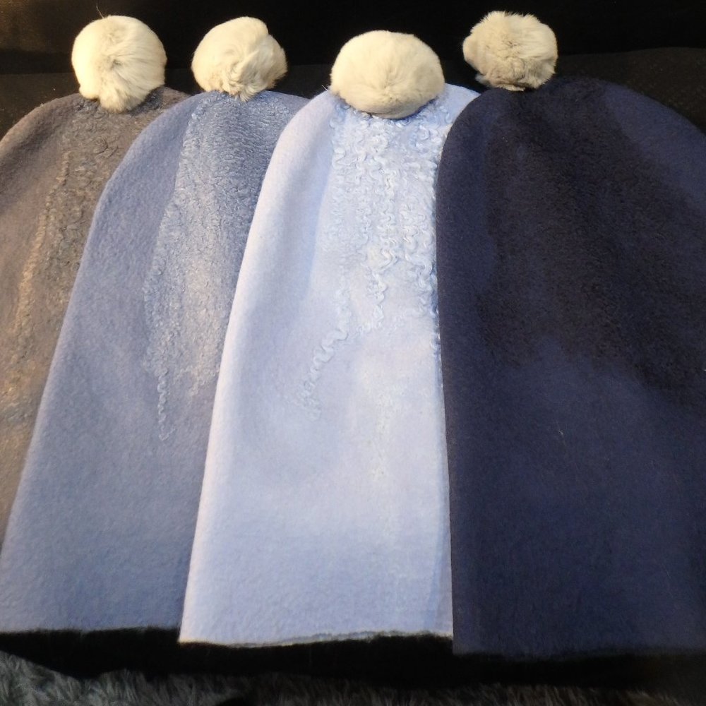 Hand-felted merino wool  beanie hat  with pompon.